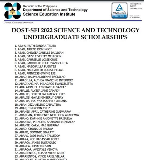 list of passers dost scholarship 2023